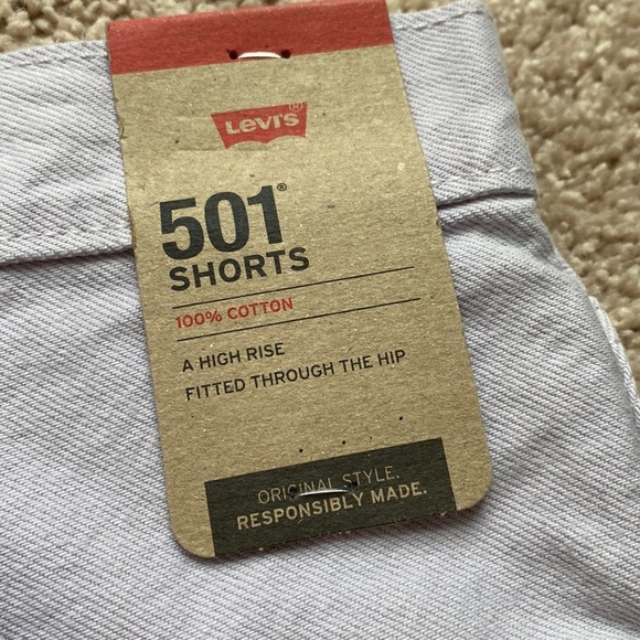 Levi’s 501 Shorts High Rise Cutoffs Denim 100% Cotton Washed Lilac Size 32 - Picture 6 of 15